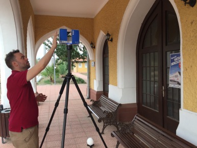 Project director Peter Christensen sets up an interior shot inside the Portico at Durak station.